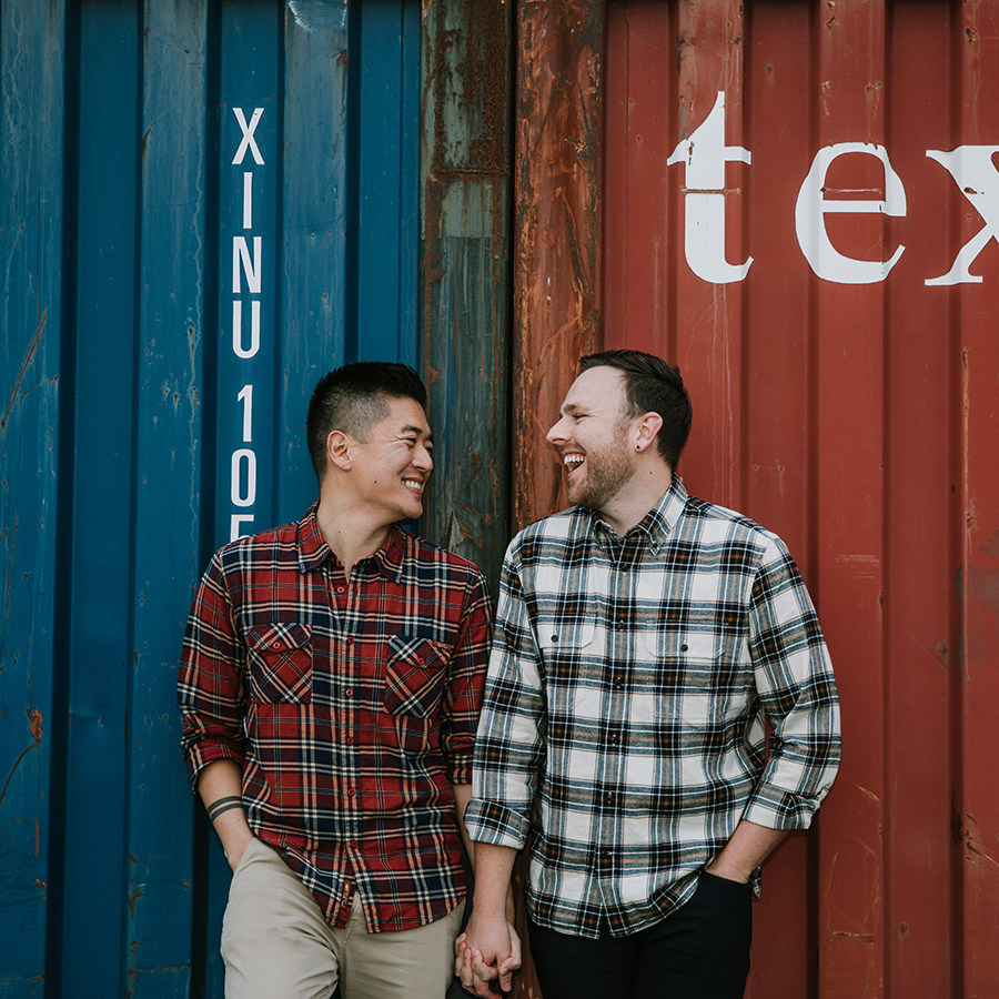 San Francisco engagement session with industrial vibes with Jason and Connor