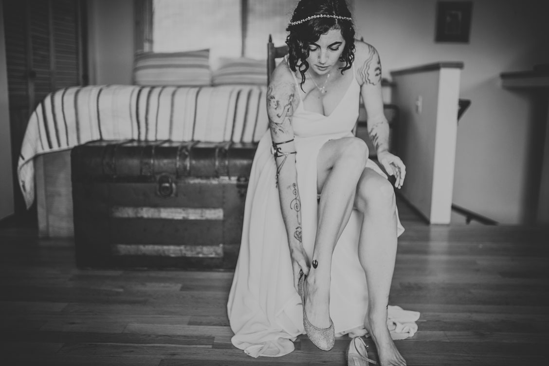 Bride getting ready at Stinson beach wedding by Becca Henry Photography