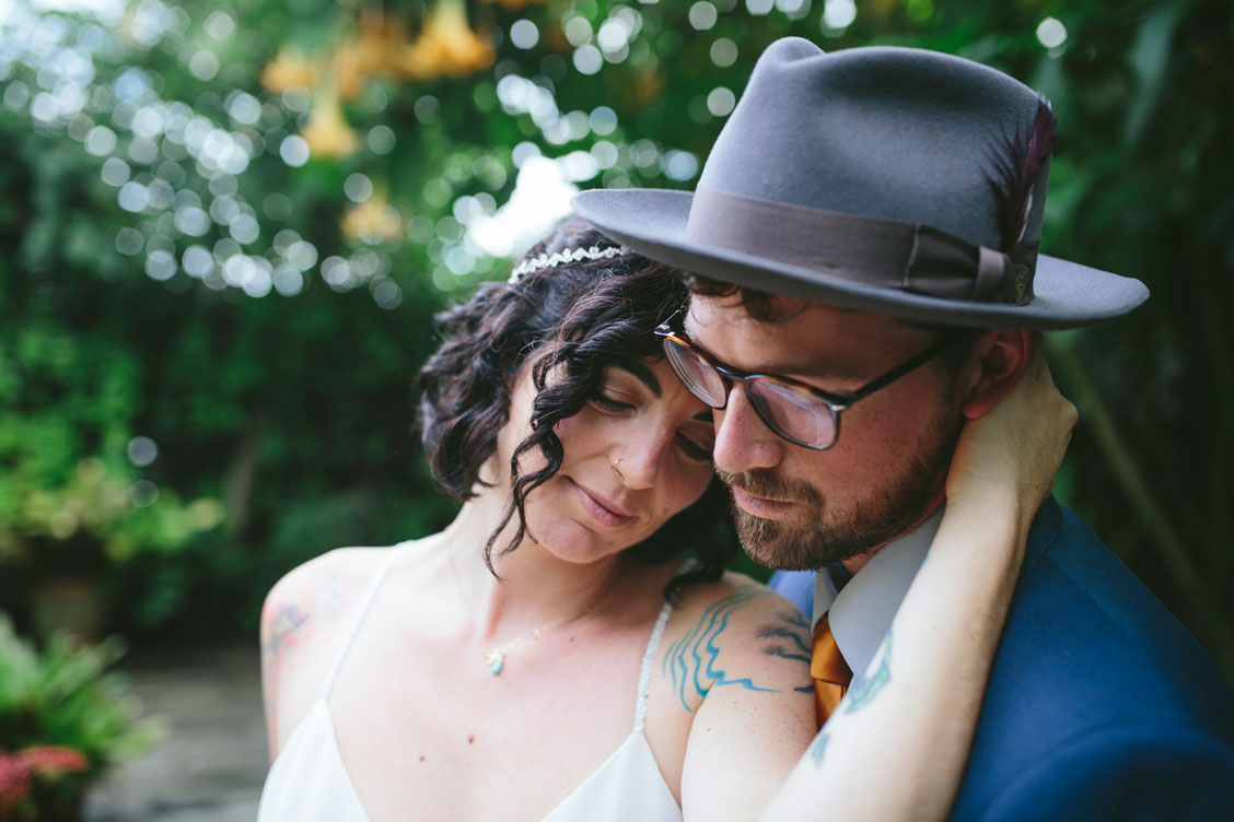 Stinson Beach Wedding- the couple in the lush garden by Becca Henry Photography