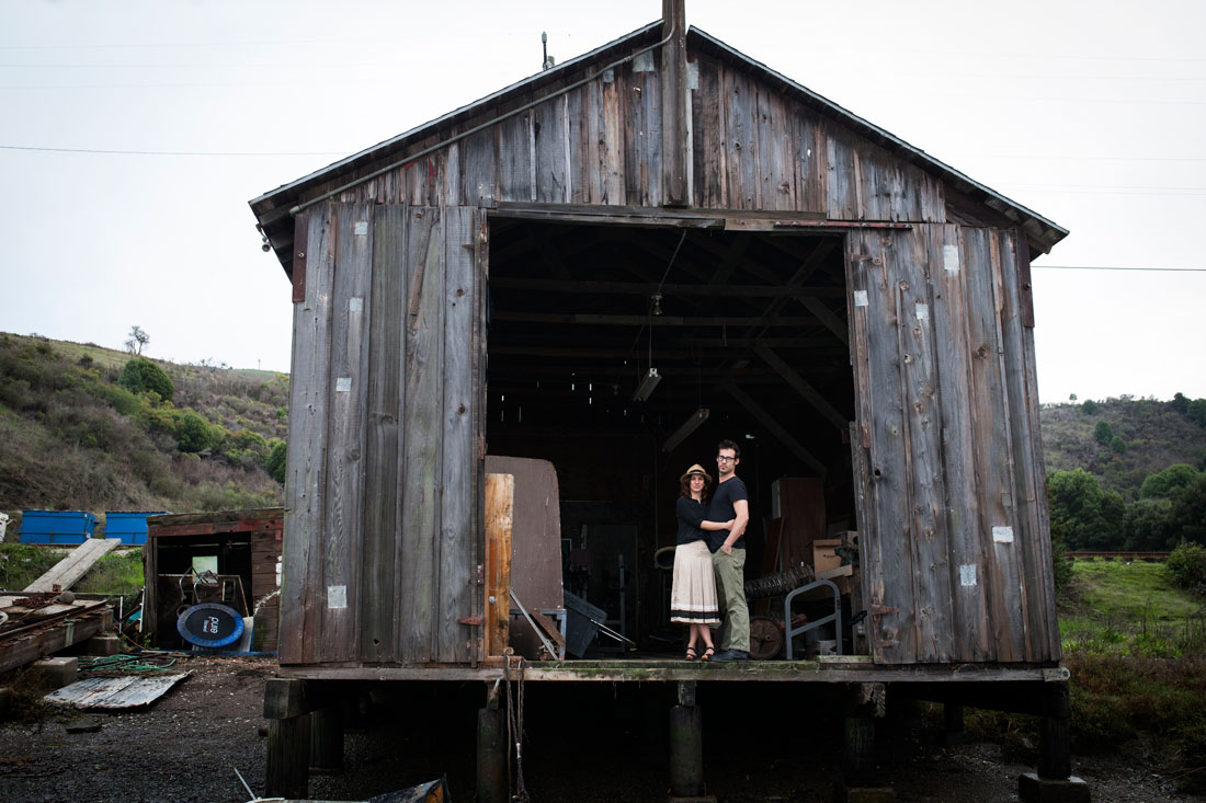 Bay Area engagement session in old barn on the waterfront by Becca Henry Photography