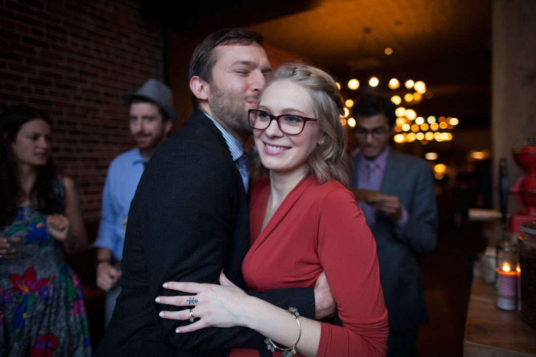 Guests at wedding reception in El Camino, an Oakland venue by Becca Henry Photography
