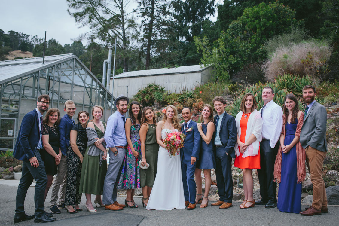 Friends of the bride and groom in Berkeley Botanical Garden by Becca Henry Photography