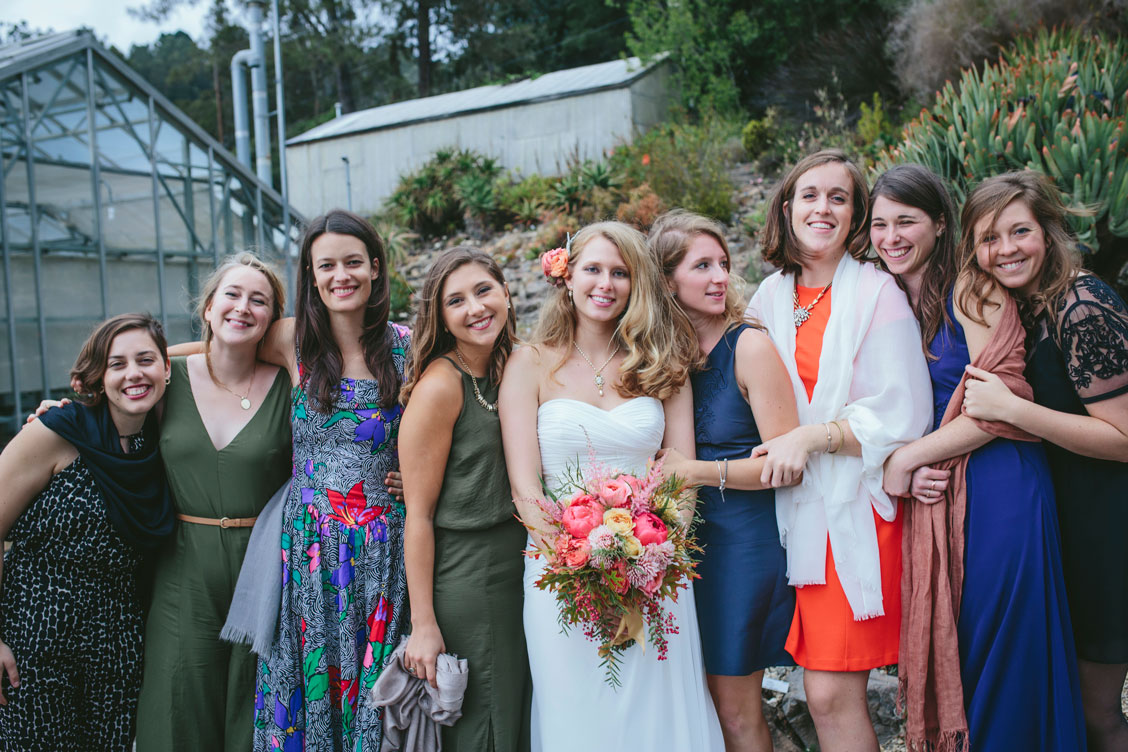 Friends of the bride in Berkeley Botanical Garden by Becca Henry Photography