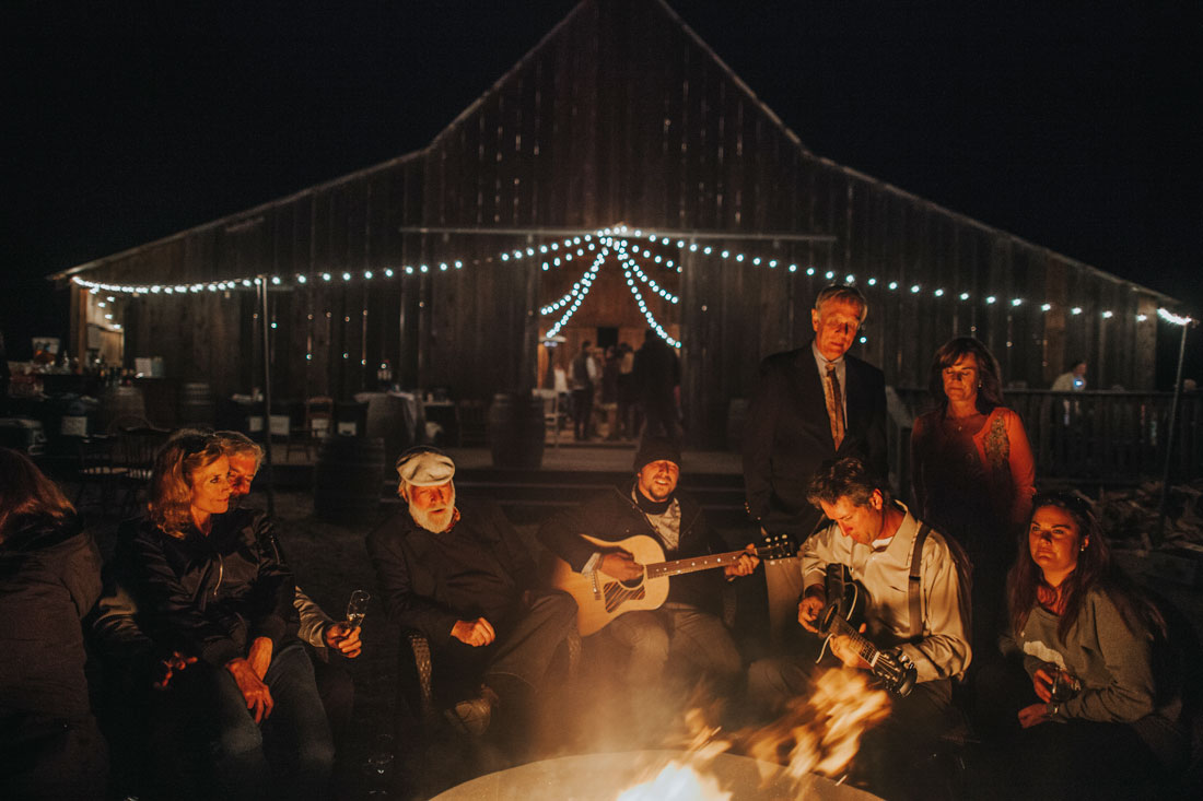 Mendocino wedding - campfire songs by Becca Henry Photography