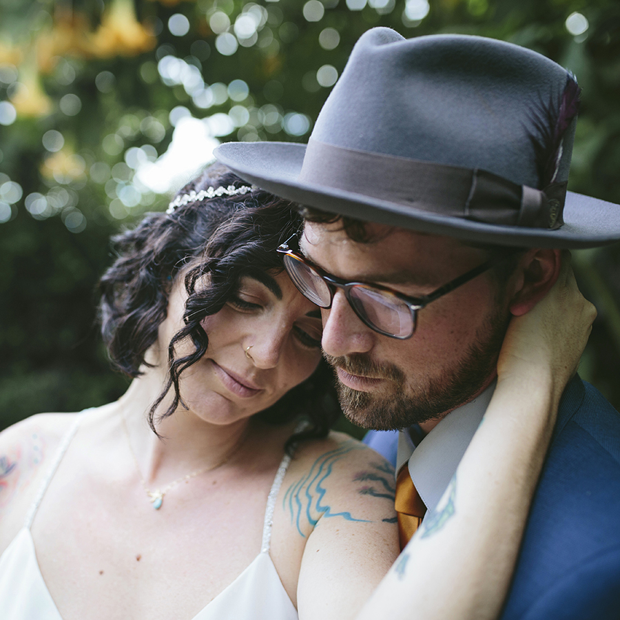 Stinson Beach Wedding- the couple in the lush garden by Becca Henry Photography