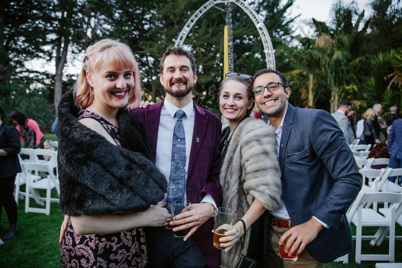 Photos of guests at a super fun wedding reception.