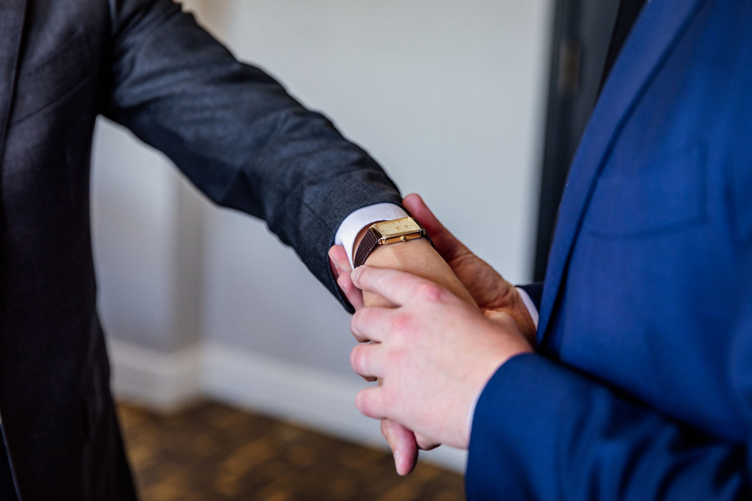 The University Club of San Francisco Wedding - getting ready photos- groom wearing his dad's watch so his dad could be with him on his wedding day