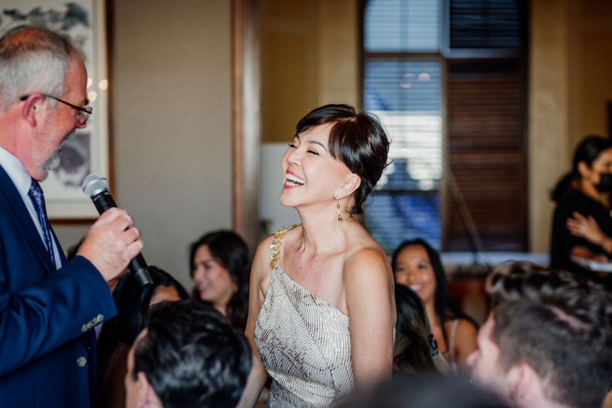San Francisco wedding -parent give a sweet toast at dinner