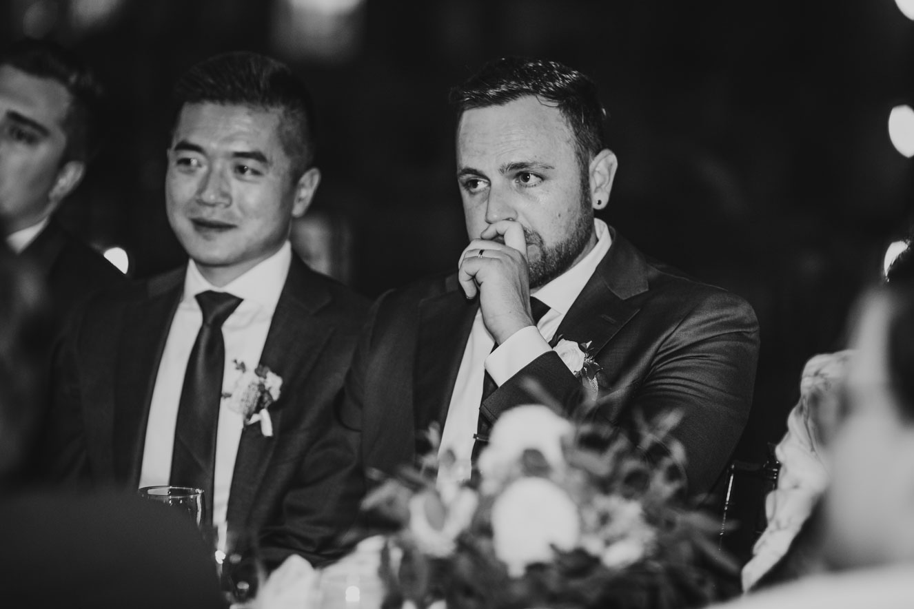 The University Club of San Francisco Wedding - groom gets teary eyed listening to parent's toast