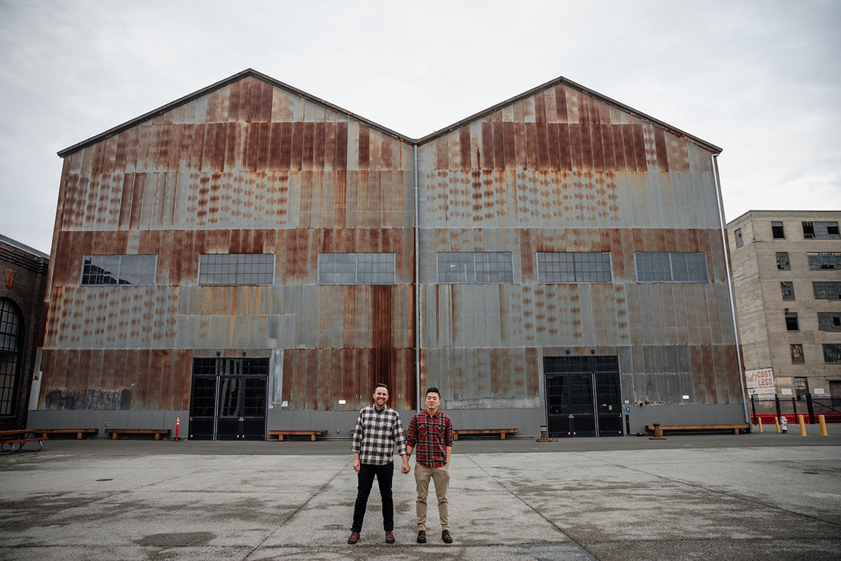 Super sweet 2 Grooms engagement session in industrial area in SF - Jason and Connor