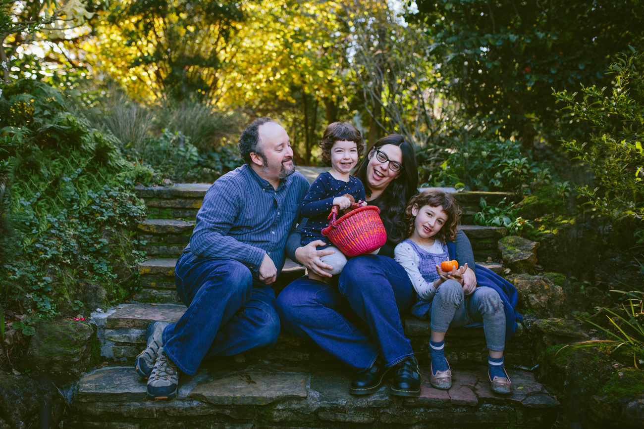 Becca Henry Photography- Family sitting on stairs in Lake Temescal -